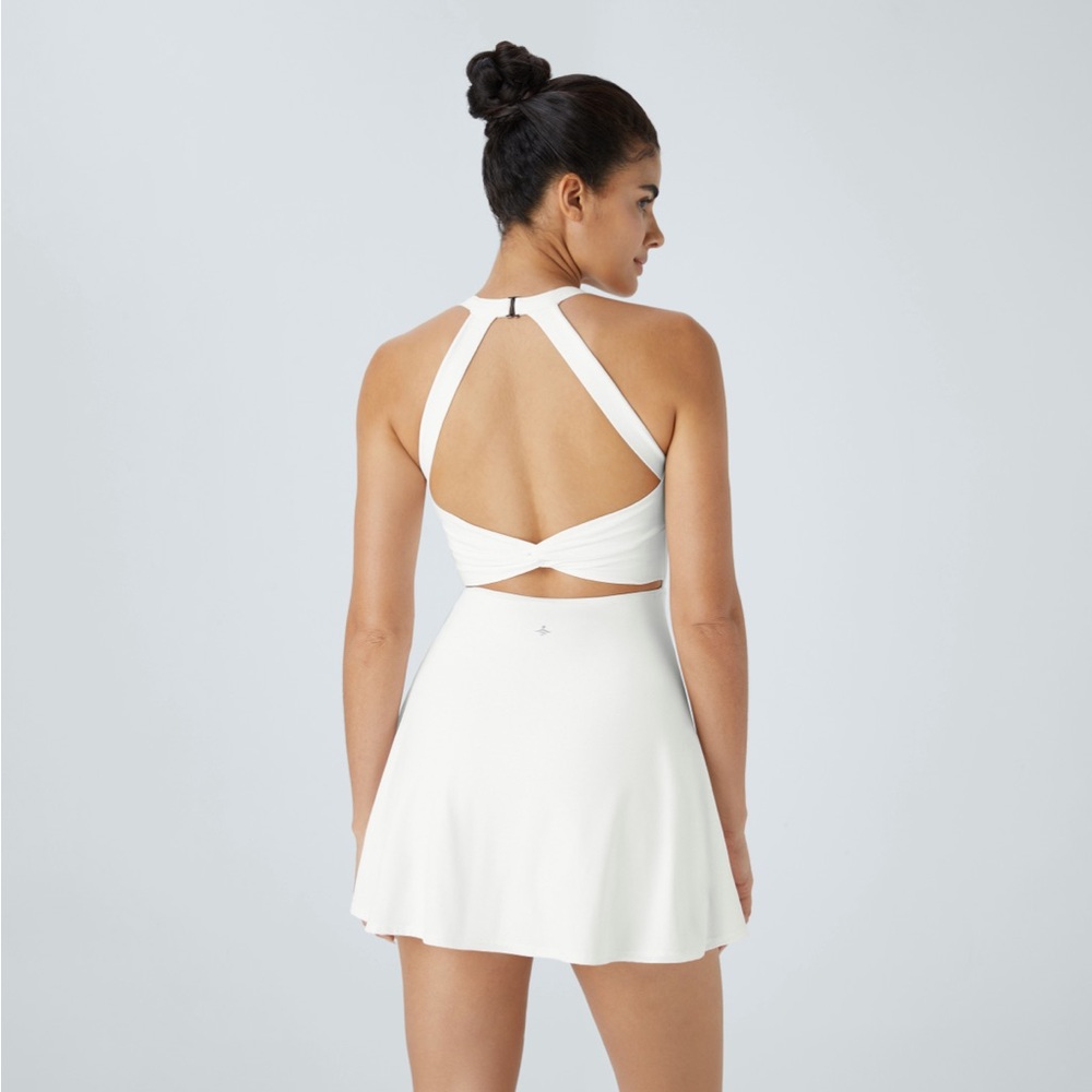 XL-Halara White Backless Twisted Active Dress